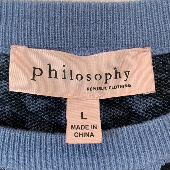 Philosophy Houndstooth Puff Balloon Long Sleeve Sweater Blue & Black Size Large - Picture 4 of 7